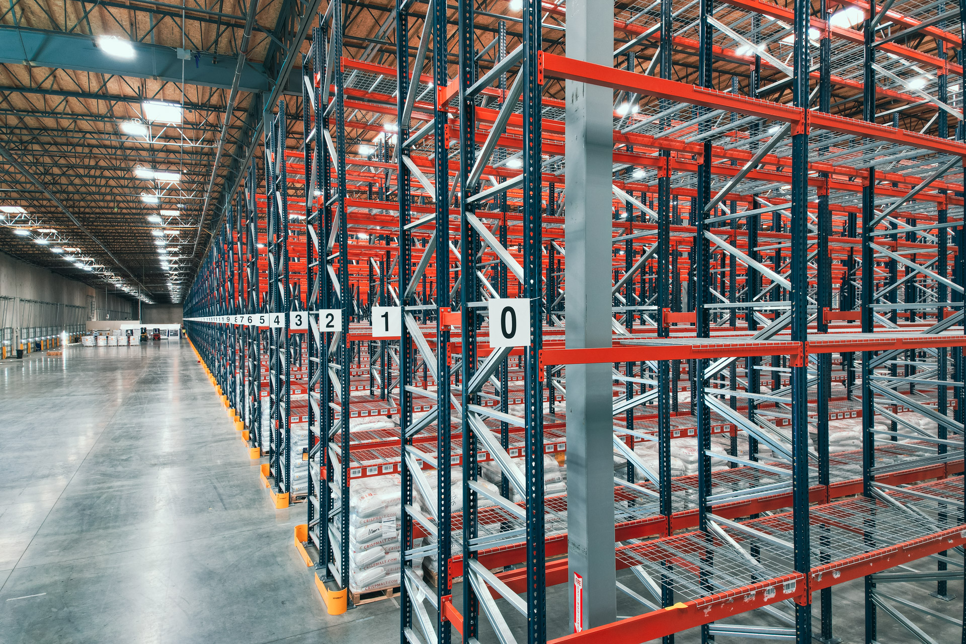 Industrial pallet racking inside a Hampstead, NC warehouse